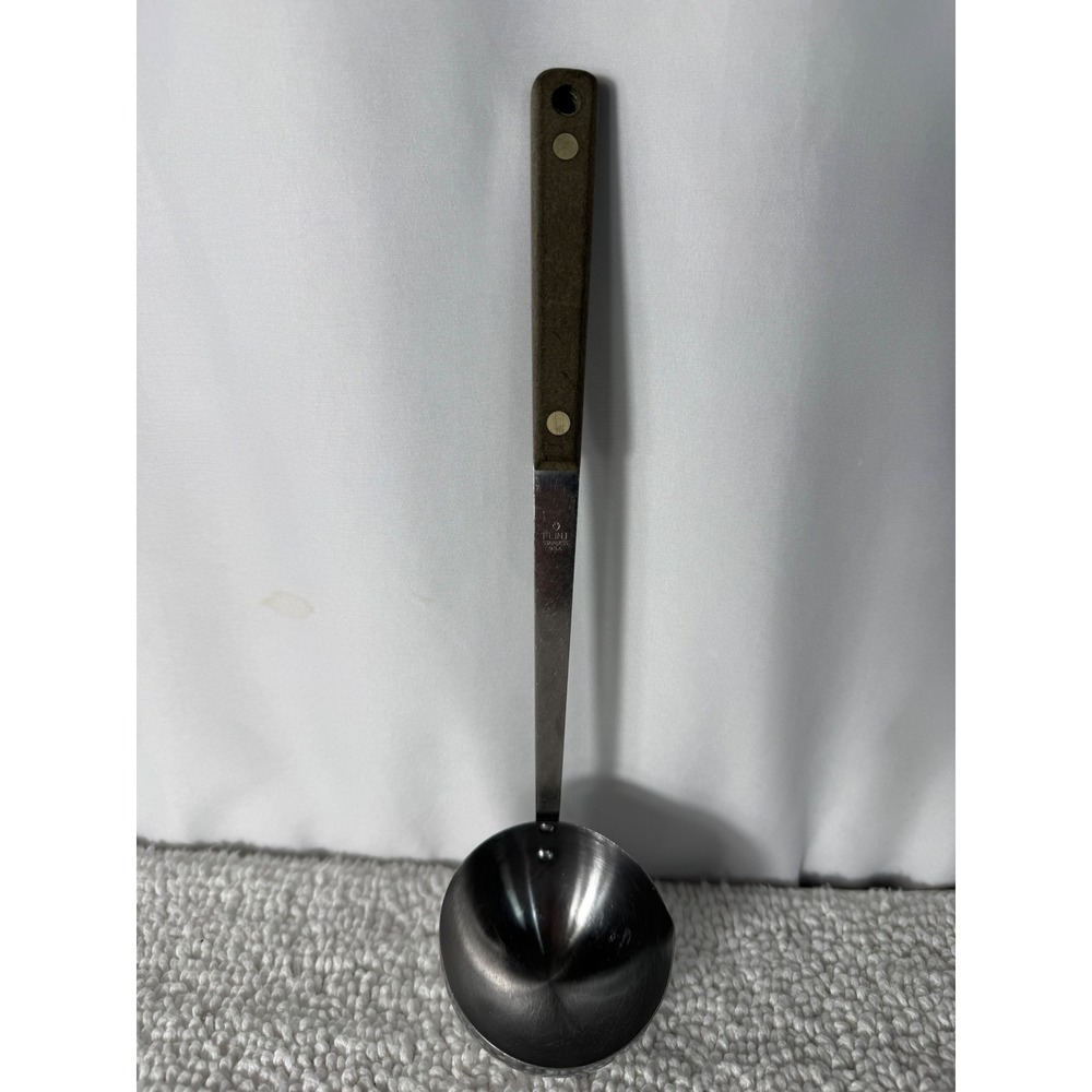 Ekco Flint Stainless Steel Soup Ladle Vintage USA Wood Look Handle 12.5 Inch - Picture 6 of 8